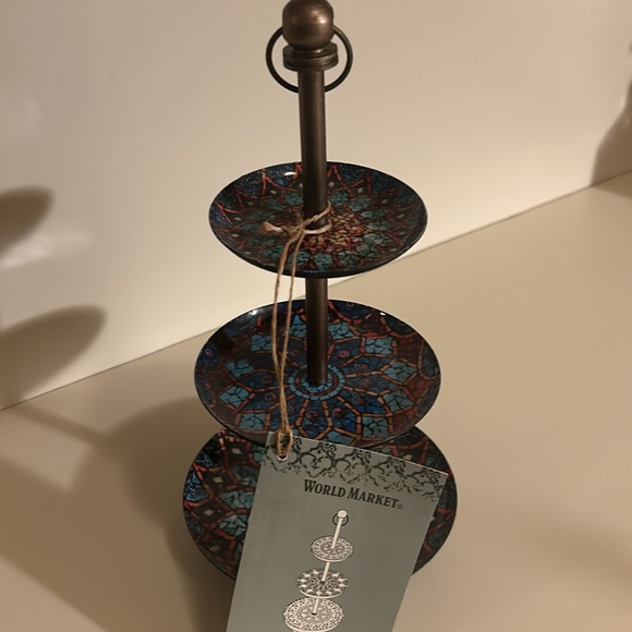 World Market Jewelry Stand with 3 Painted Tiers - Picture 5 of 6